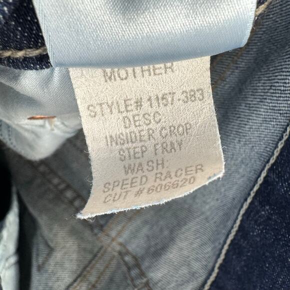 MOTHER Insider Crop Step Fray Jeans Speed Racer Stretch Blue Women's Sz 26 - Picture 15 of 15